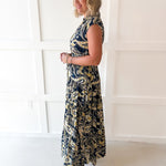 Floral Print Collared Maxi Dress