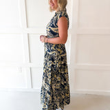 Floral Print Collared Maxi Dress
