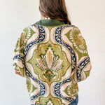 Floral Print Drop Sleeve Top - Olive