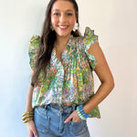 Floral Print Flutter Sleeve Top