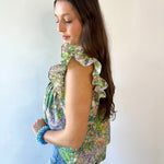 Floral Print Flutter Sleeve Top