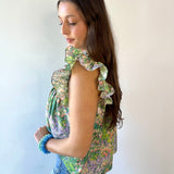 Floral Print Flutter Sleeve Top
