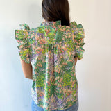 Floral Print Flutter Sleeve Top