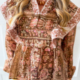 Floral Print Flutter Top - Brown