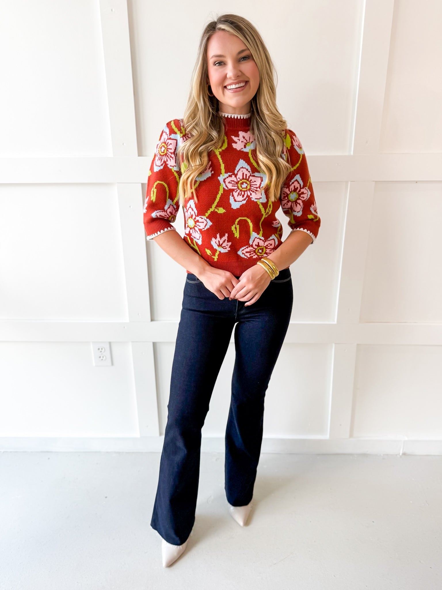 Floral Print Knit top