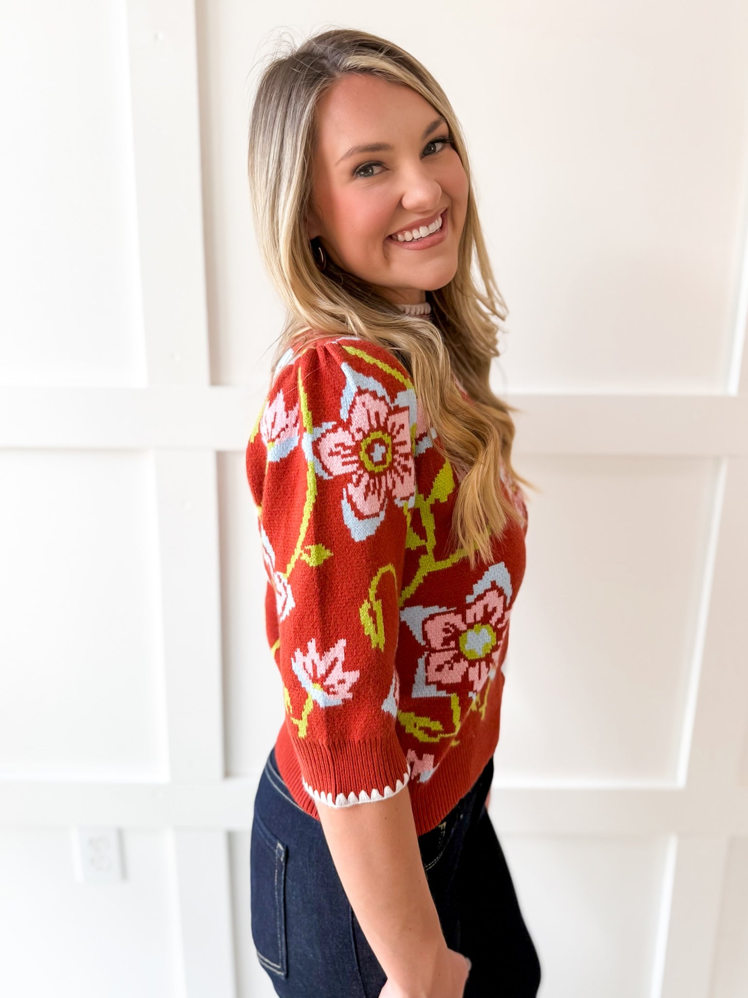 Floral Print Knit top