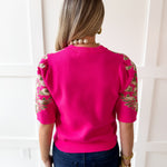 Floral Print Knit Top - Pink