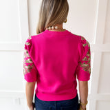 Floral Print Knit Top - Pink