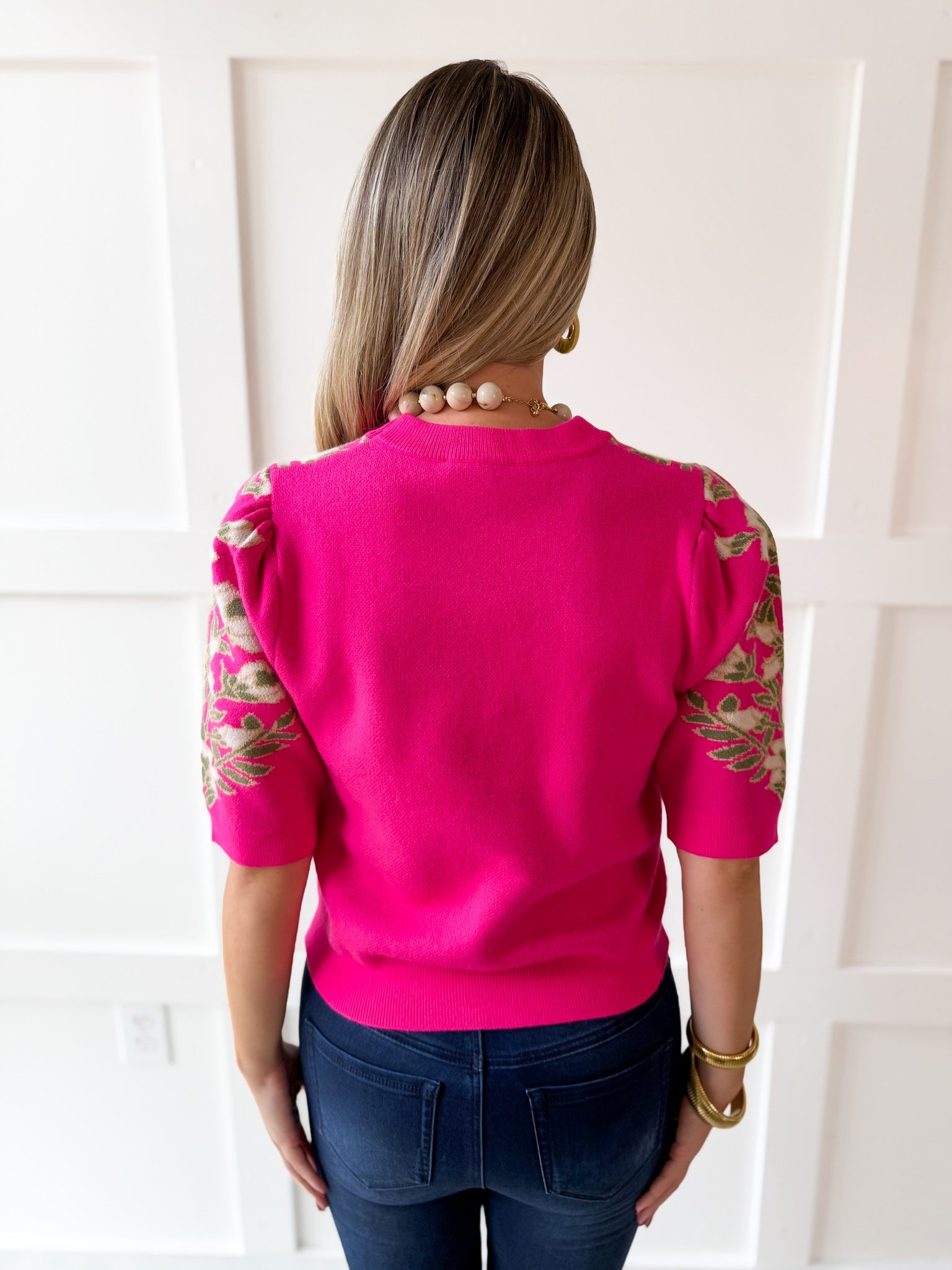 Floral Print Knit Top - Pink