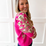 Floral Print Knit Top - Pink