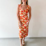 Floral Print Linen Dress