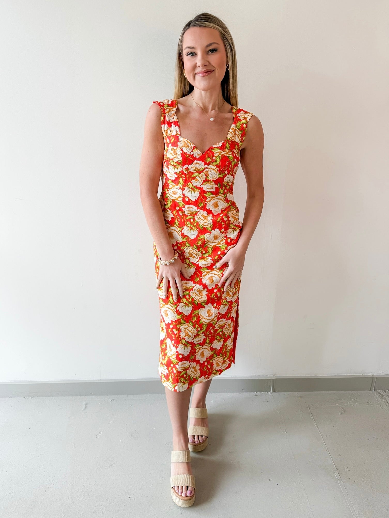 Floral Print Linen Dress