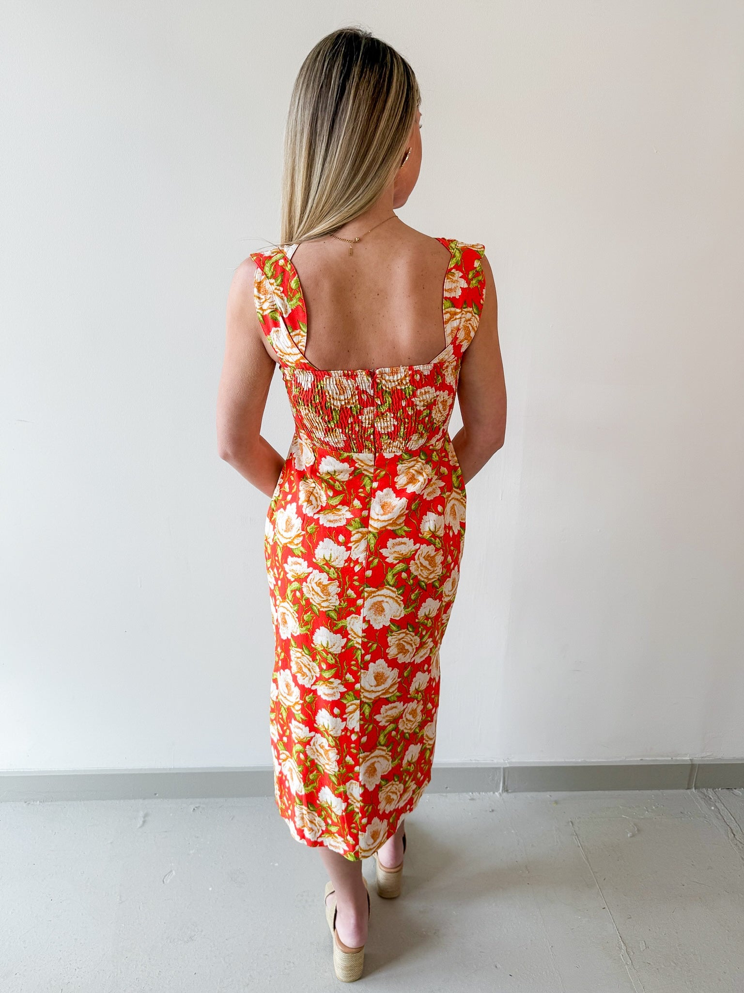 Floral Print Linen Dress