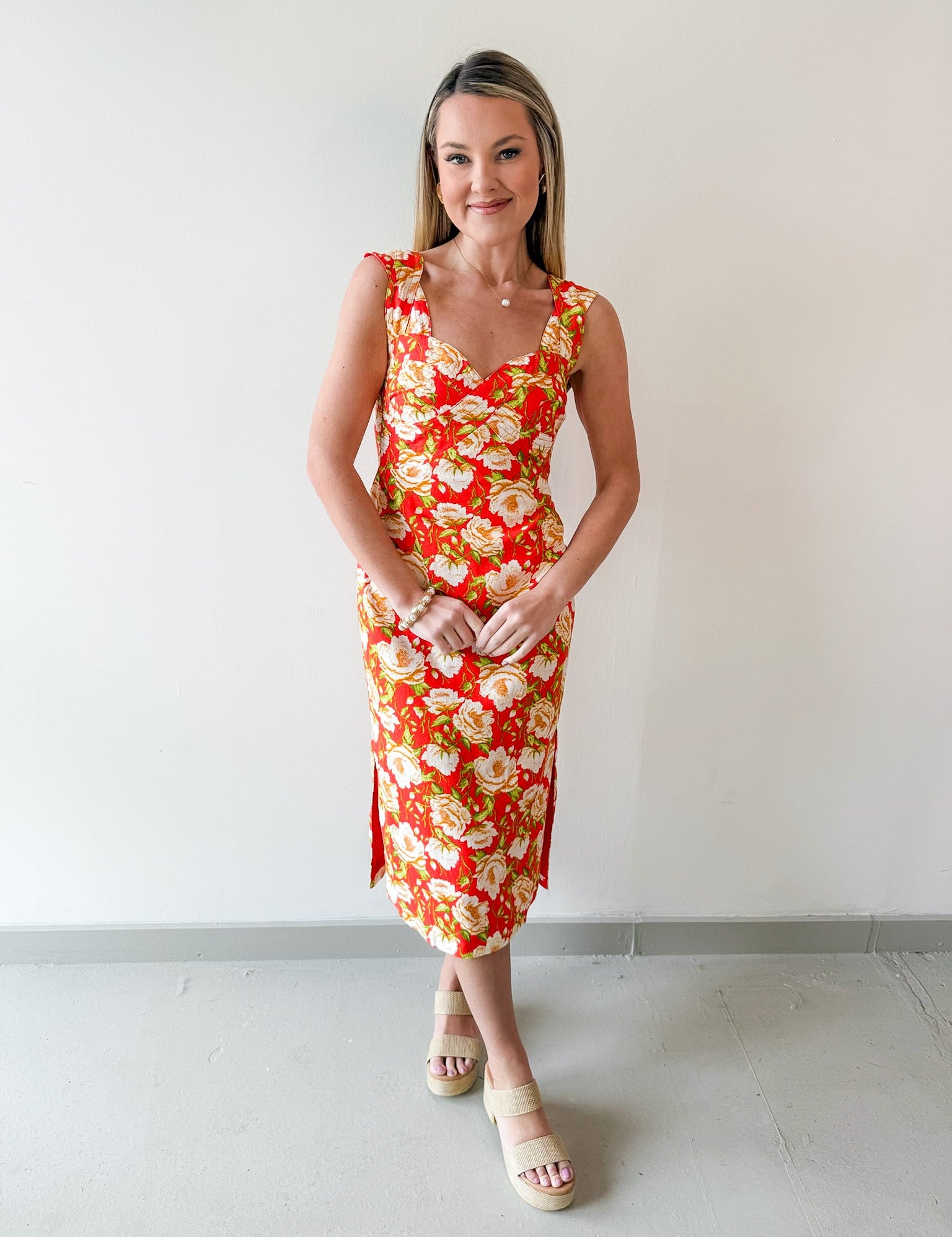 Floral Print Linen Dress