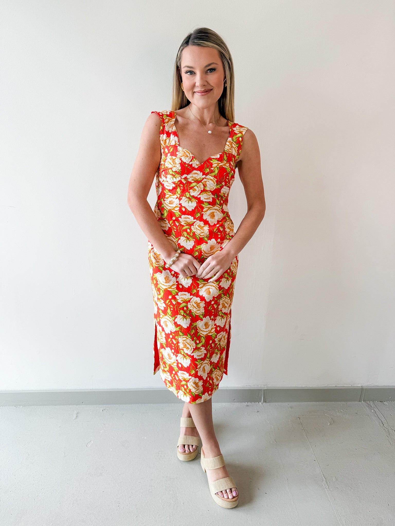 Floral Print Linen Dress