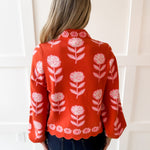 Floral Print Mock Neck Sweater