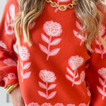 Floral Print Mock Neck Sweater