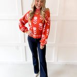 Floral Print Mock Neck Sweater