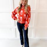 Floral Print Mock Neck Sweater