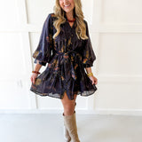 Floral Print Self Tie Dress - Coco Camel
