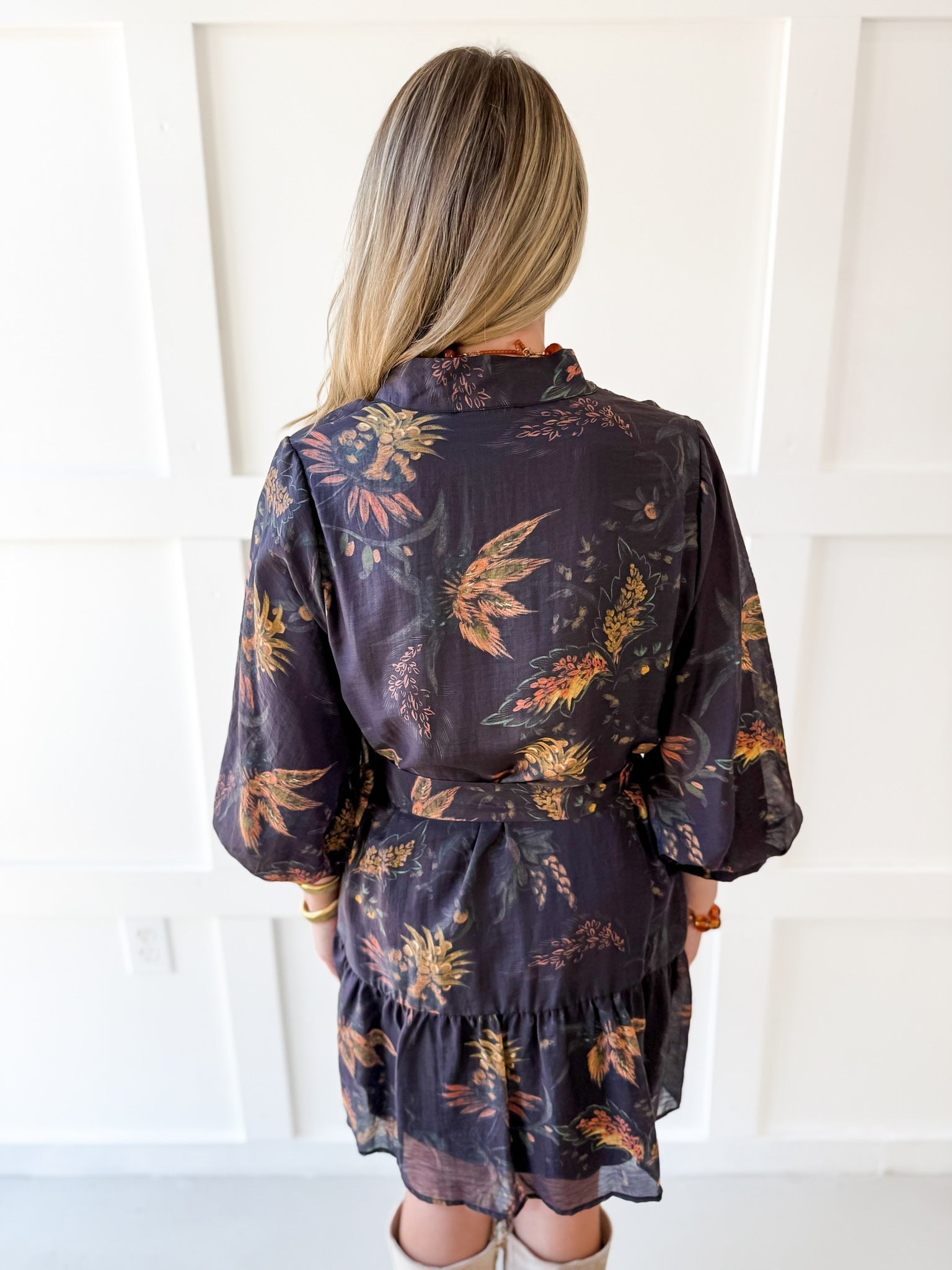 Floral Print Self Tie Dress - Coco Camel