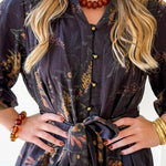 Floral Print Self Tie Dress - Coco Camel