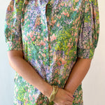 Floral print short puff sleeve mini dress