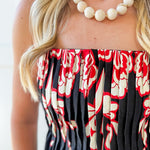 Floral Print Smocked Maxi Dress- Black