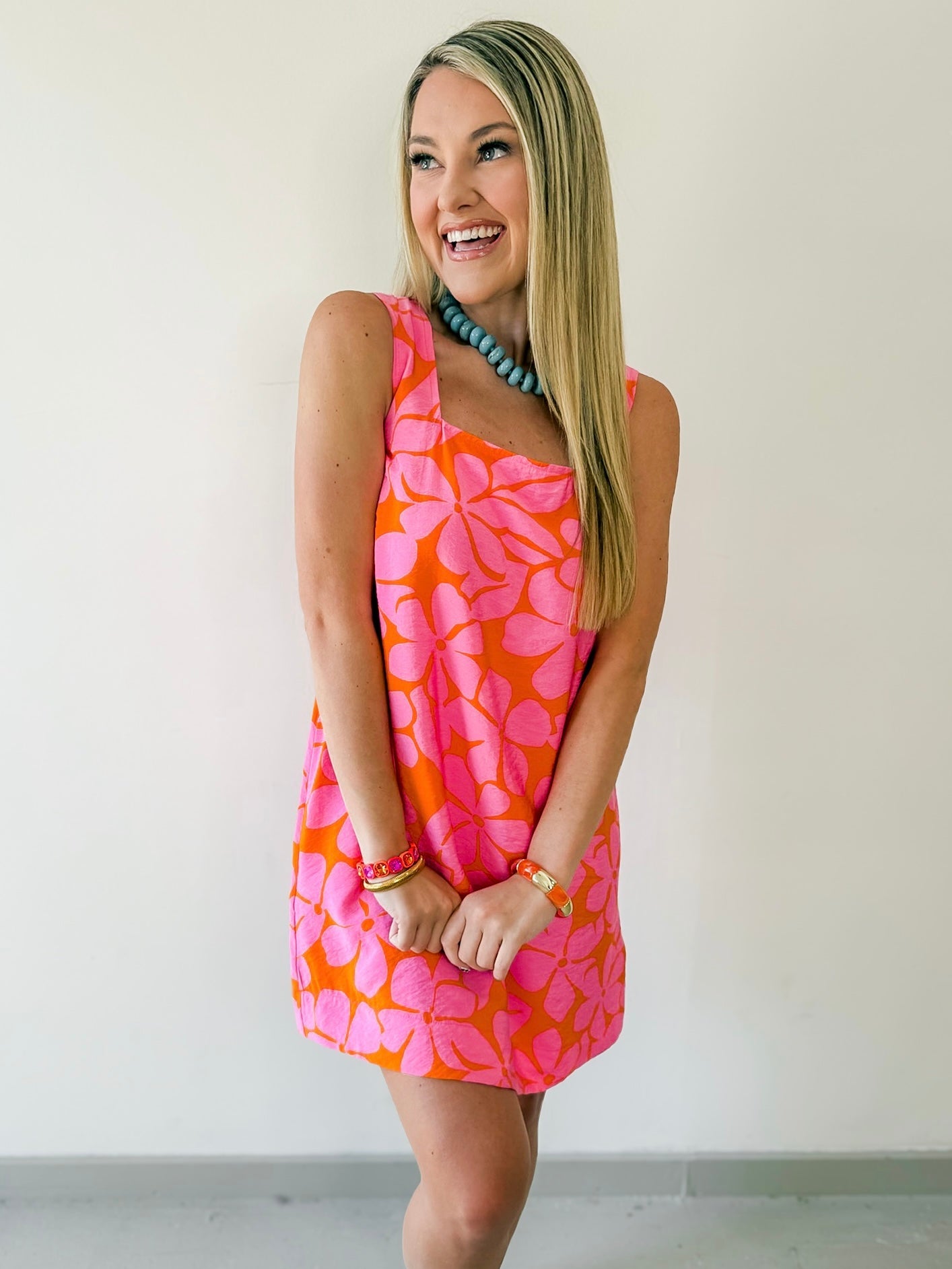 Floral Print Square Neck Dress