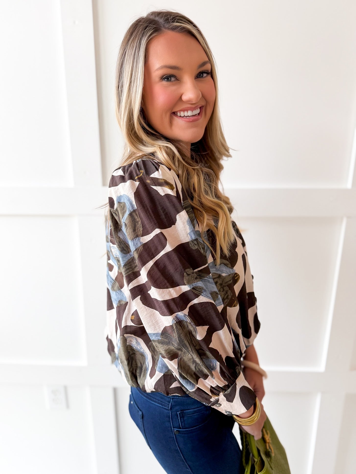 Floral Print Top - Ecru