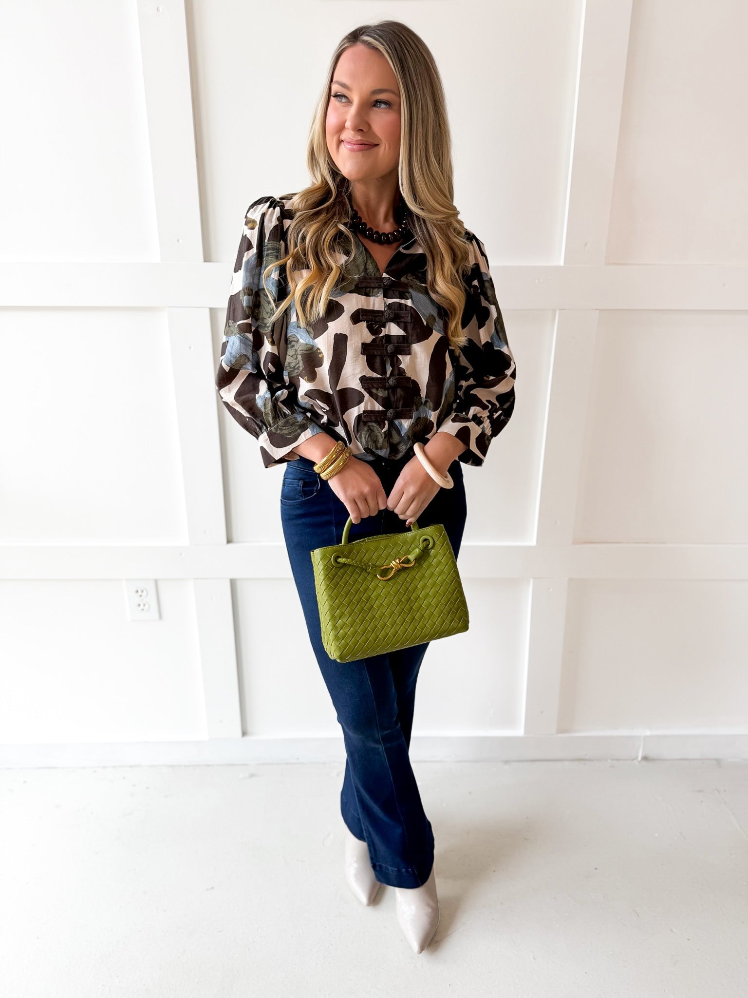 Floral Print Top - Ecru