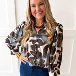 Floral Print Top - Ecru