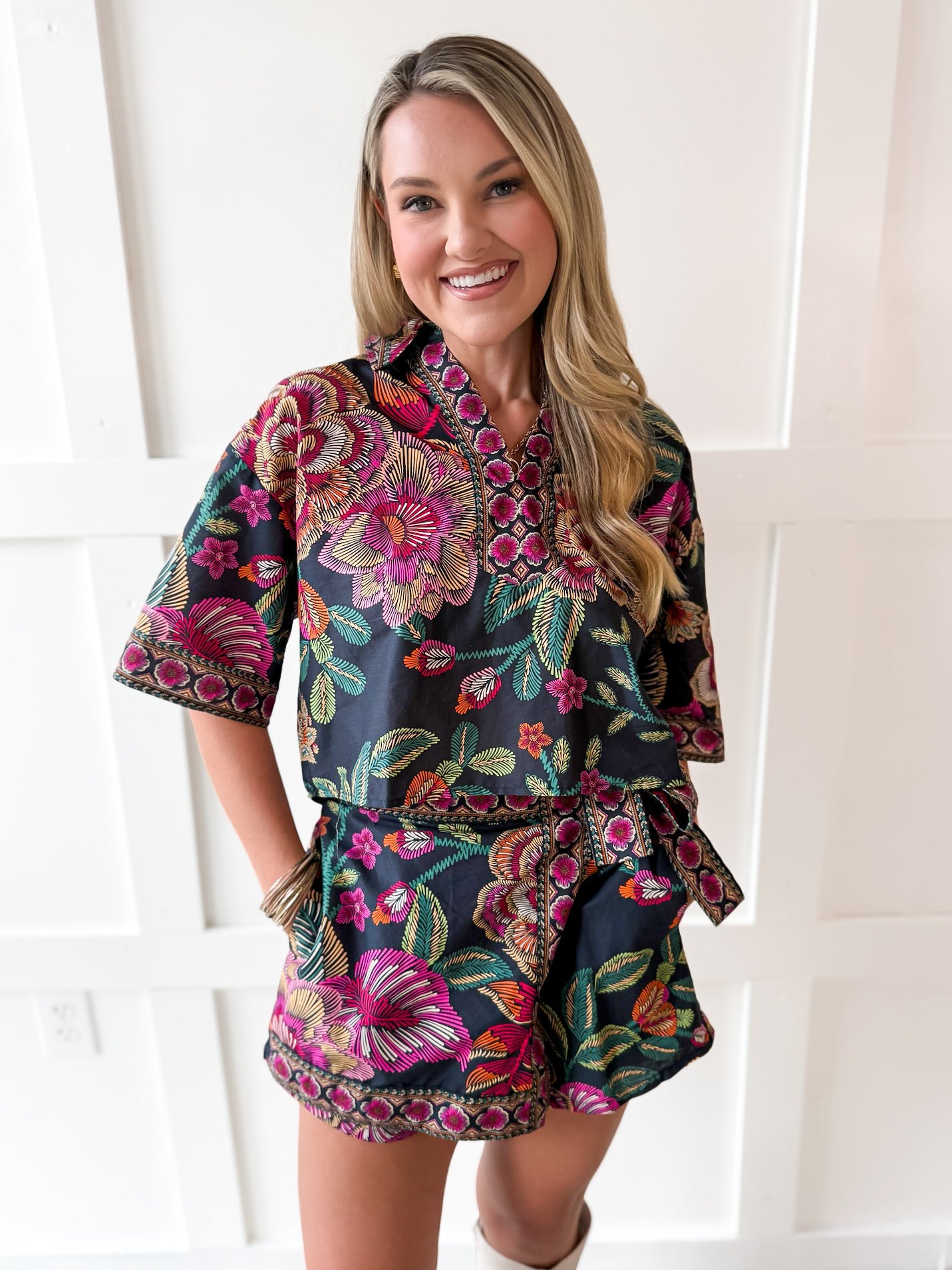 Floral Print Top & Skort Set