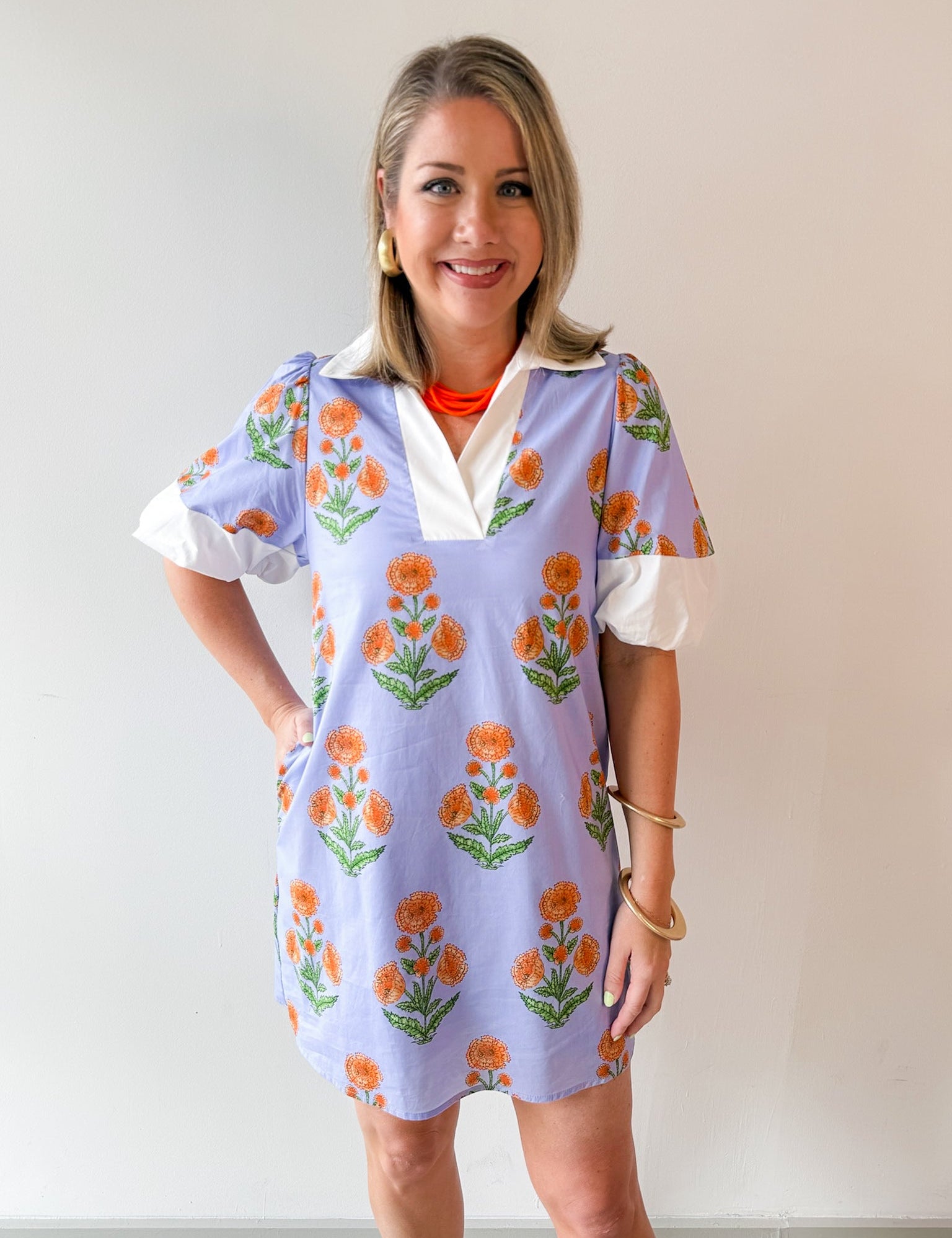 Floral Print V Neck Dress