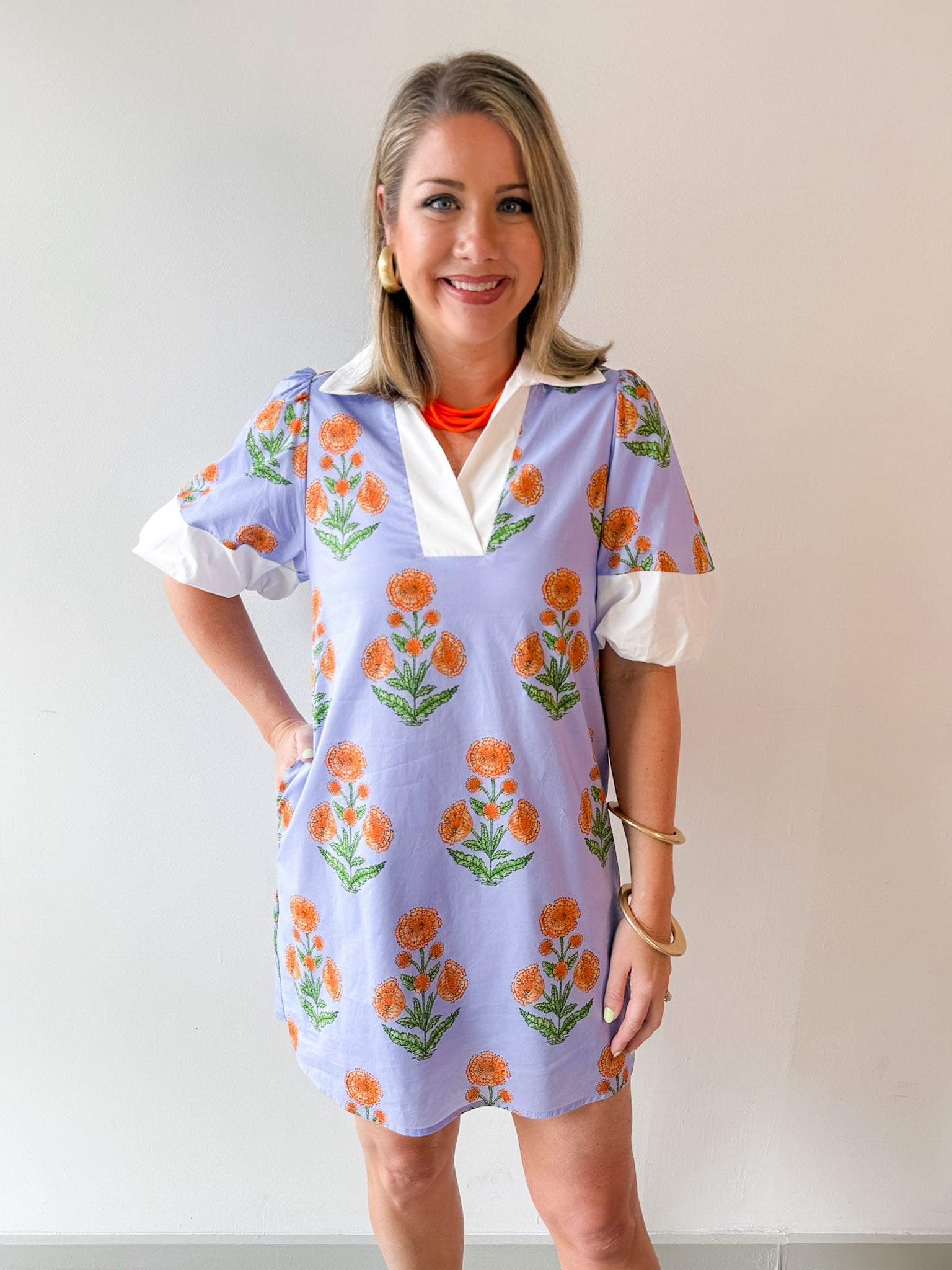 Floral Print V Neck Dress