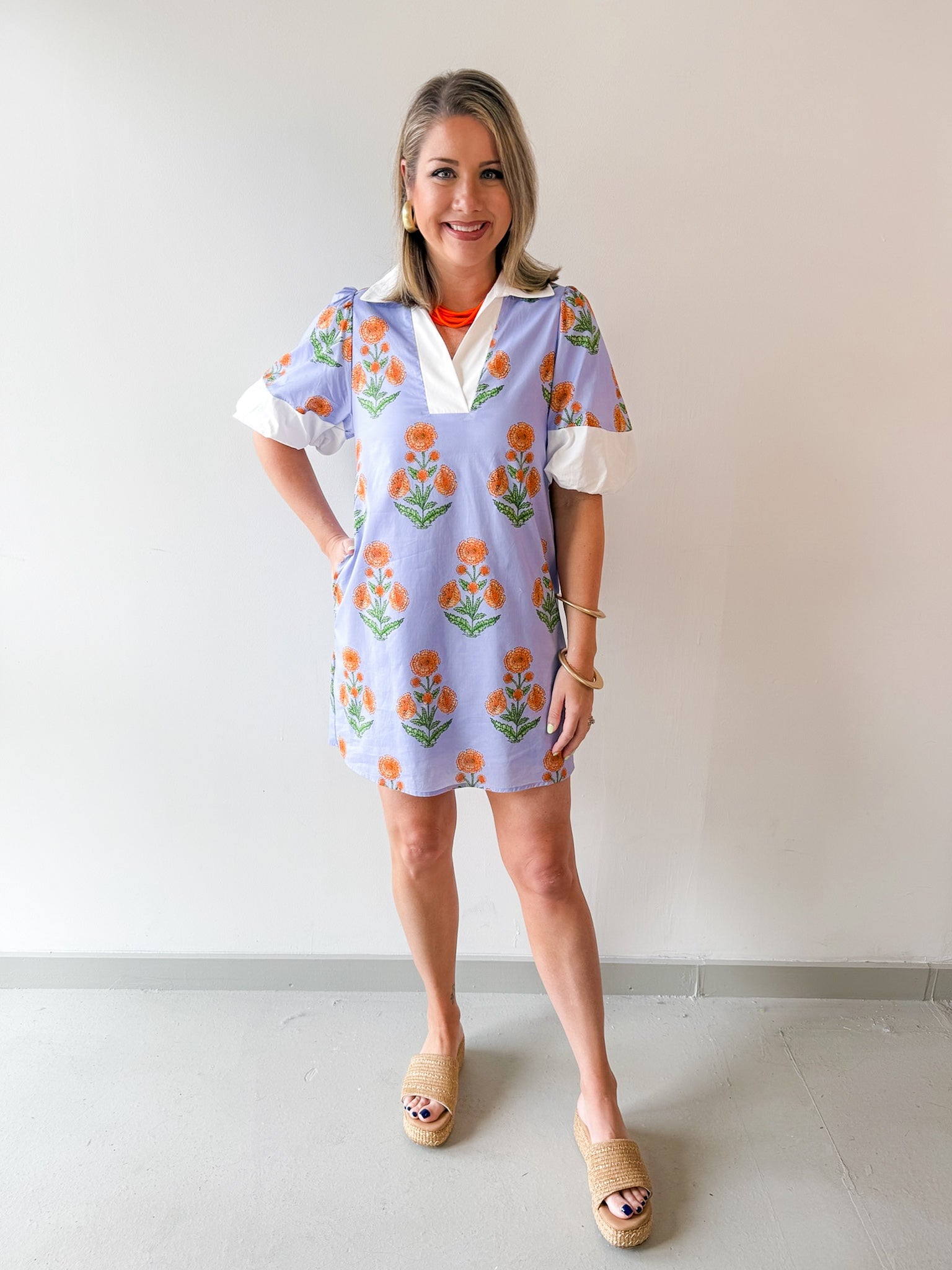 Floral Print V Neck Dress