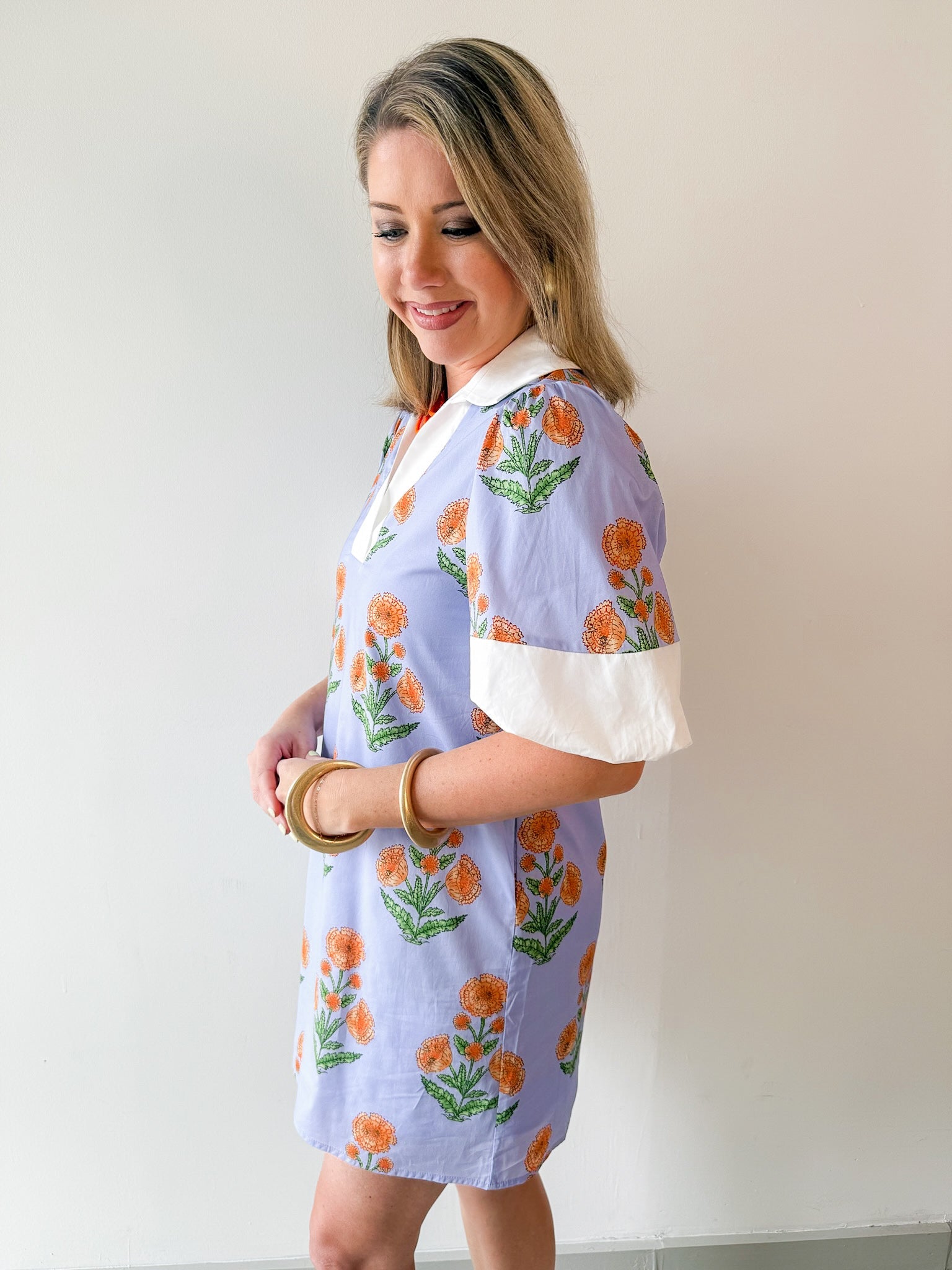 Floral Print V Neck Dress