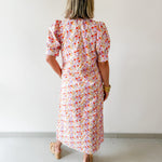 Floral Ruffled Neck Dress - Lavendar