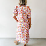 Floral Ruffled Neck Dress - Lavendar