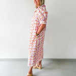 Floral Ruffled Neck Dress - Lavendar