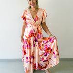 Floral Satin Asymmetrical Dress