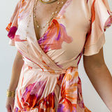 Floral Satin Asymmetrical Dress