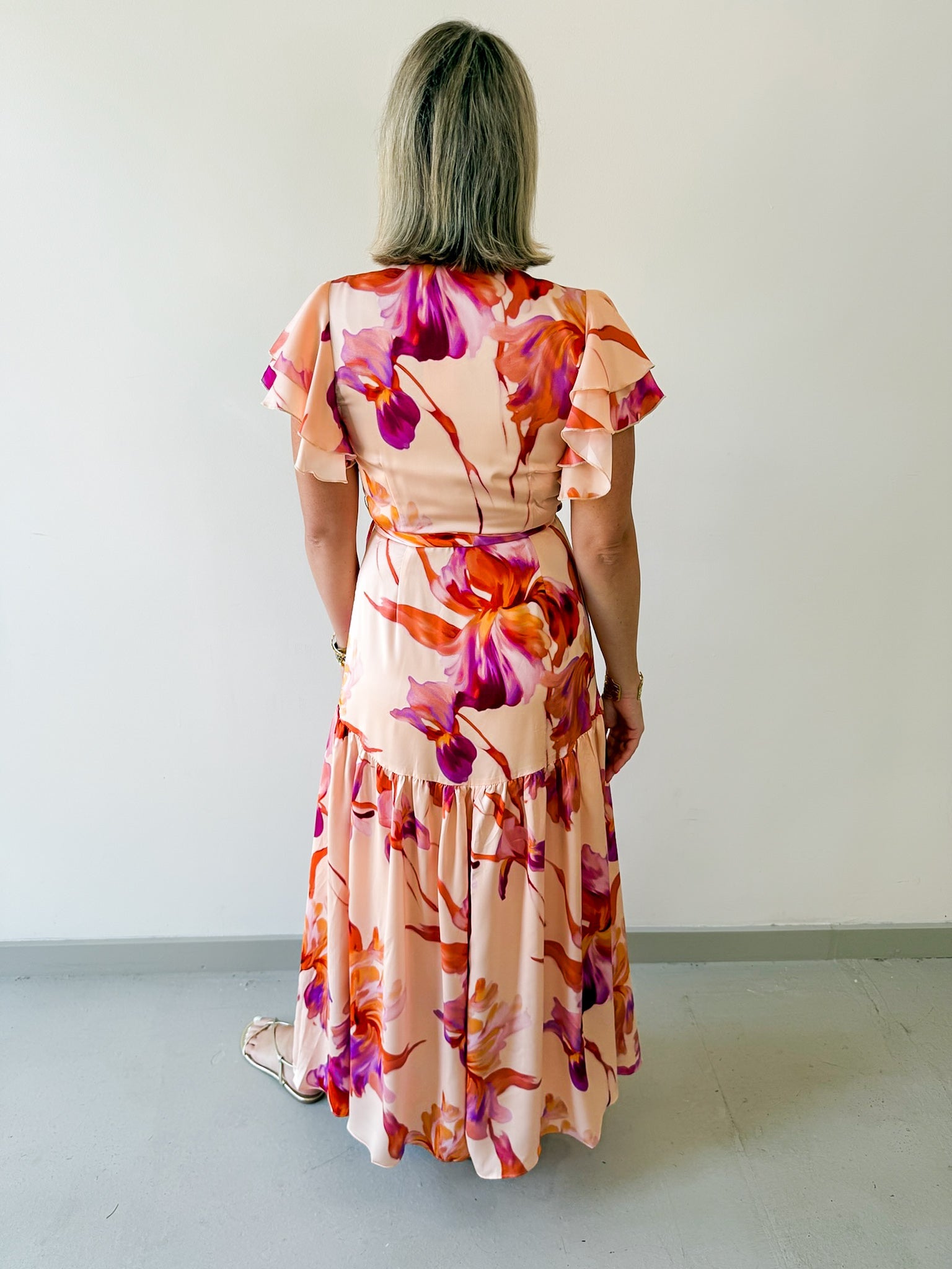 Floral Satin Asymmetrical Dress