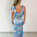 Floral Satin Cowl Midi Dress