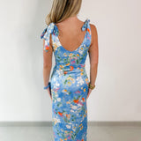Floral Satin Cowl Midi Dress