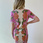 Floral Tapestry Scalloped Sweater Dress