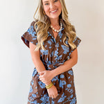 Floral With Scallop Details Dress - Brown
