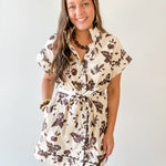 Floral With Scallop Details Dress -Ecru