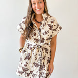 Floral With Scallop Details Dress -Ecru