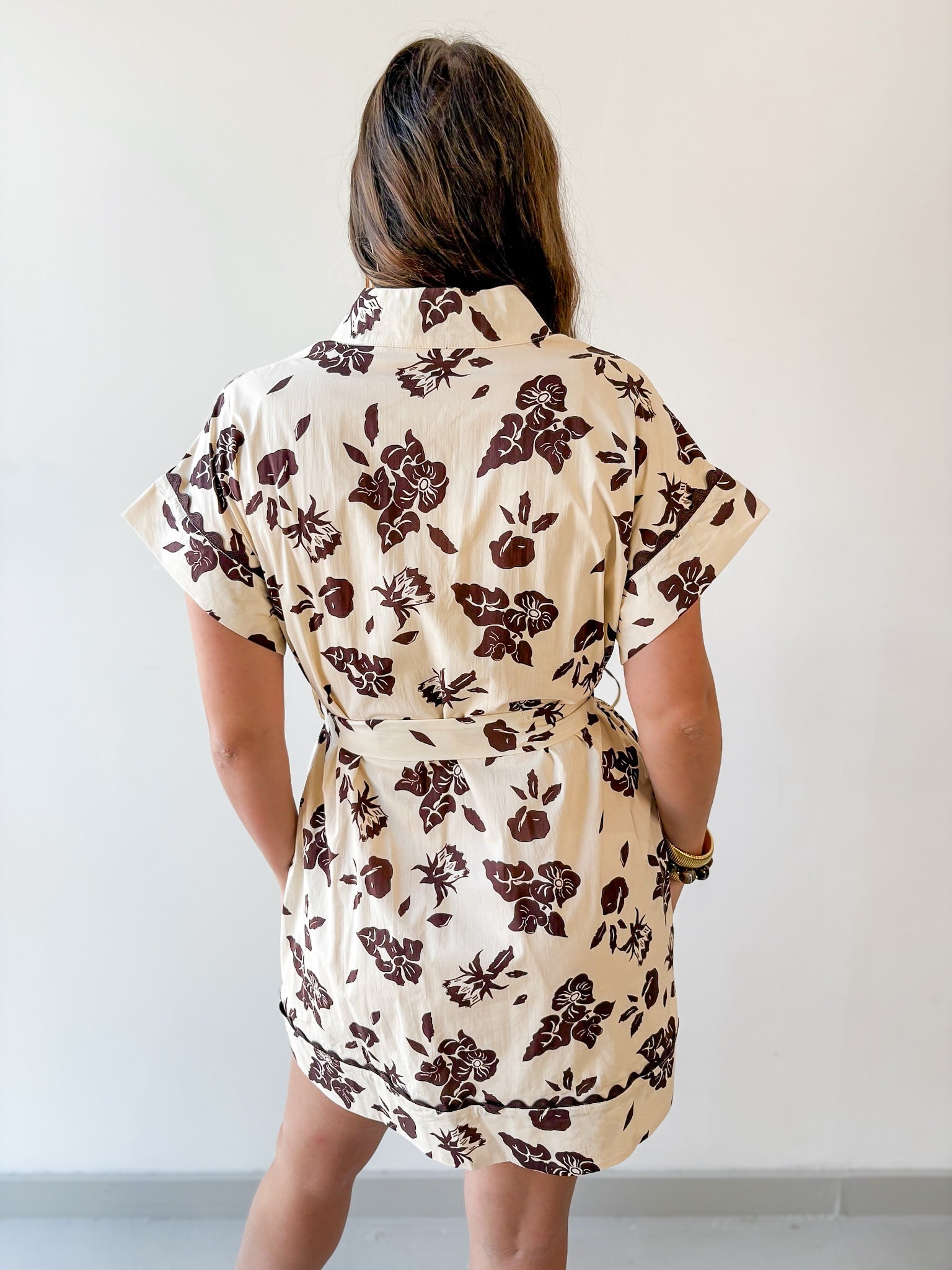 Floral With Scallop Details Dress -Ecru